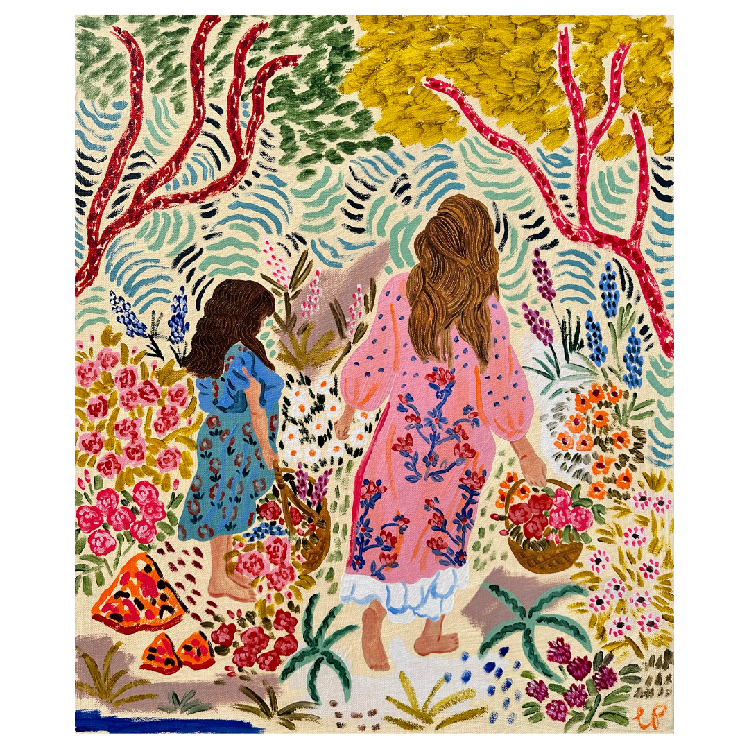 Baskets filled with Flowers by Camilla Perkins