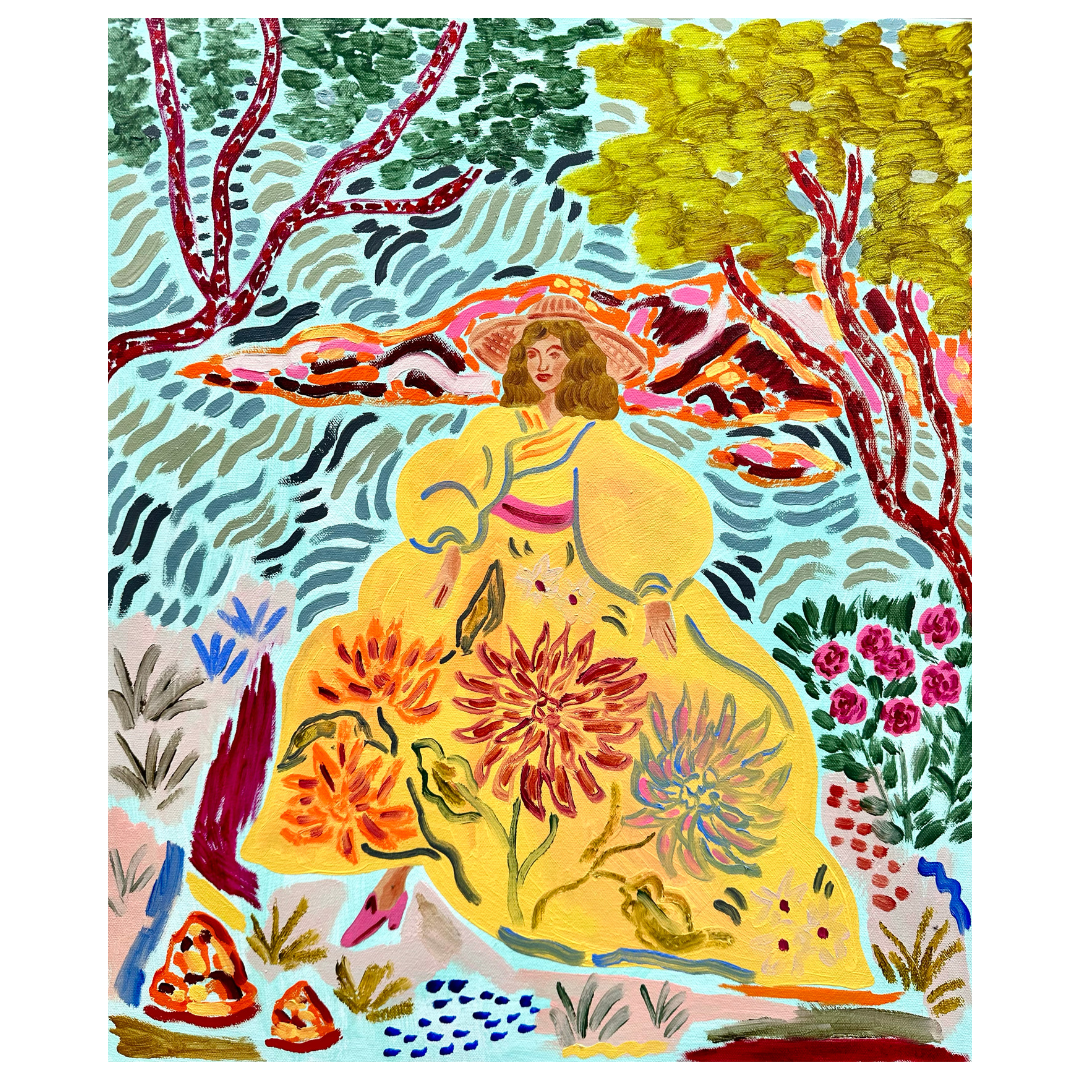 Dancing with Dahlias, 2023, Camilla Perkins