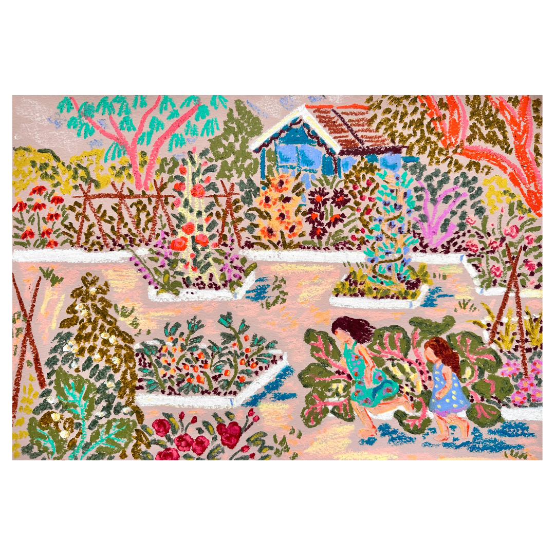 Running Past Tomatoes and Courgettes, 2023, Camilla Perkins