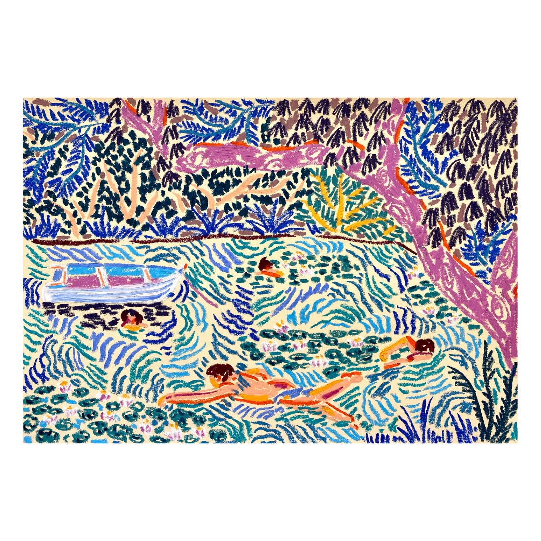 Bathing in the Lily Pond by Camilla Perkins